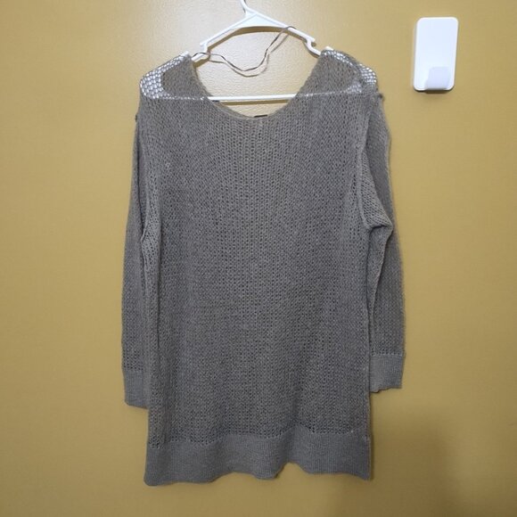 Free People Lightweight Sheer Loose Knit Mohair Blend Sweater XS Boho Y2K Beige - Picture 1 of 5